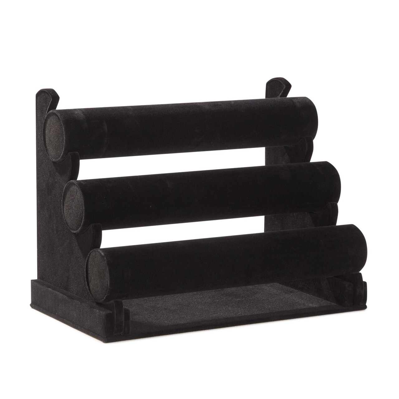 3-Tier Velvet Bracelet Holder Stand and Organizer - Jewelry Display Rack for Selling Necklaces and Accessories (Black)